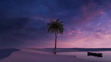 Alone on the night beach wallpaper