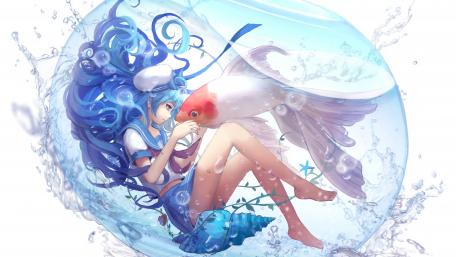 Anime girl & goldfish wallpaper