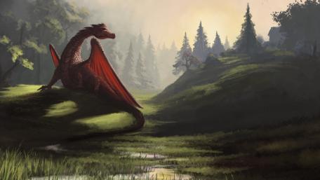 Majestic Dragon in Enchanted Forest wallpaper