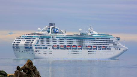 Majestic Ocean Liner Sailing Into Serenity wallpaper