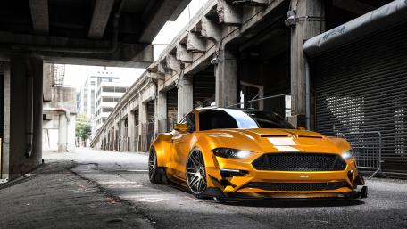 Vibrant Ford Mustang in Urban Setting wallpaper