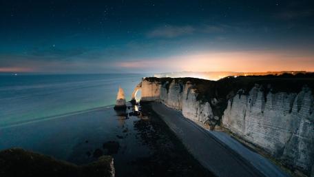 The Cliff of Aval at night wallpaper