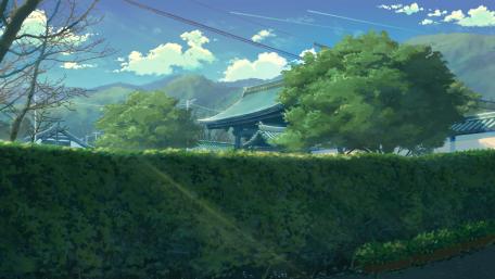 Serene Anime Village Landscape wallpaper