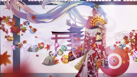 Serene Elegance in Oriental Fantasy Scene wallpaper