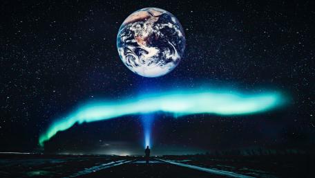 Night Sky Wonders and Earth Glow wallpaper
