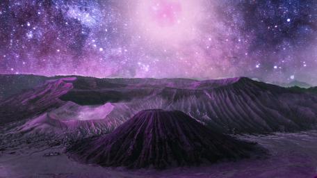 Bromo Tengger Semeru National Park in purple wallpaper