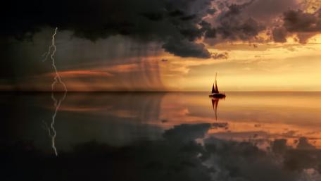Sailing Into the Storm at Sunset wallpaper