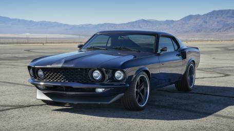 Classic Ford Mustang in Striking Black Finish wallpaper