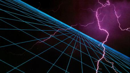 Neon Lightning in Retro Grids wallpaper