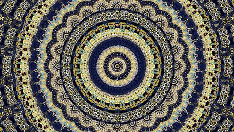 Radiant Mandala in Gold and Blue Shades wallpaper