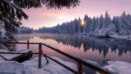 Winter Wonderland at Lake's Edge wallpaper