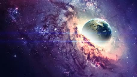 Majestic Earth Amidst Cosmic Wonders wallpaper