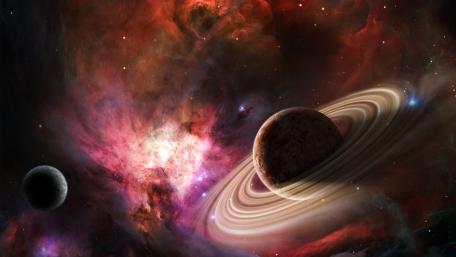 Majestic Ringed Planet in Cosmic Splendor wallpaper