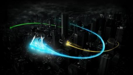 Mystical Glows in a Futuristic Cityscape wallpaper