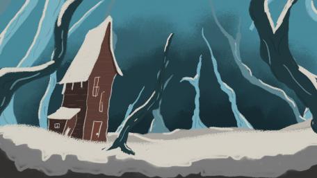 House middle of winter wallpaper