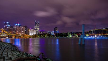 Urban Nightscape Illuminated by Dusk Glow wallpaper