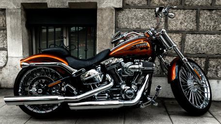 Stunning Orange Cruiser Motorbike Wallpaper wallpaper