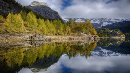 Autumn Reflections in Badger Pass Ski Area wallpaper