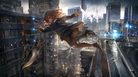 Descent into the Anime Metropolis wallpaper