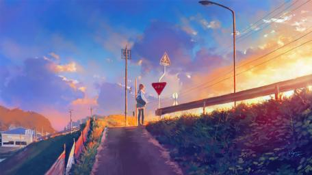 A Serene Walk at Sunset wallpaper