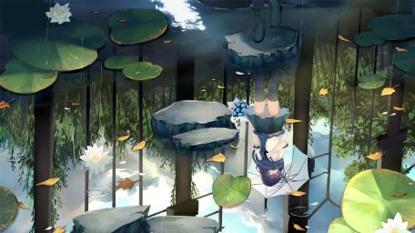Serene Reflection by the Water's Edge wallpaper