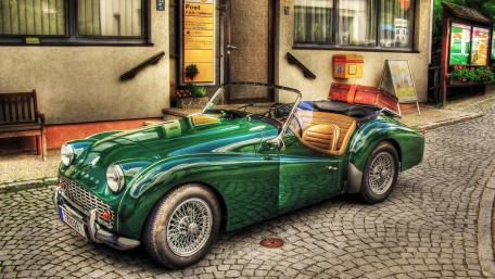 Vintage Sports Car by Charming Street Corner wallpaper