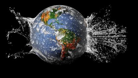 Dynamic Splash of Earth in Waterdrops wallpaper