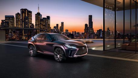 Sleek Lexus UX Concept in Urban Landscape at Dusk wallpaper