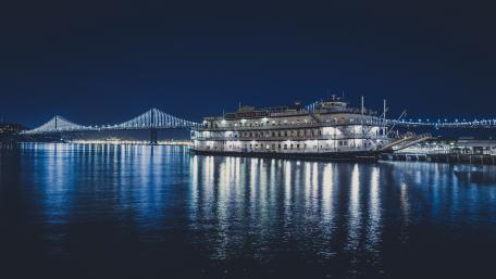 San Francisco–Oakland Bay Bridge at night wallpaper