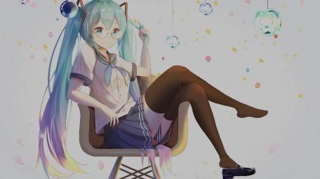 Hatsune Miku in School Uniform Magic wallpaper