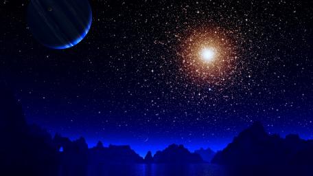 Stellar Dreamscape Amidst Midnight Blue wallpaper