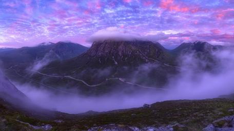 Glencoe in purple mist wallpaper
