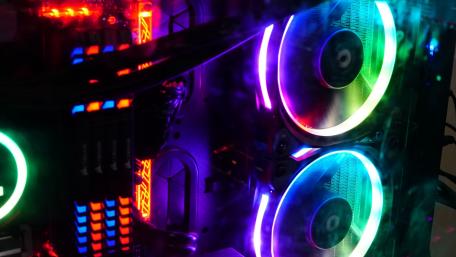 Futuristic Neon Computer Rig wallpaper