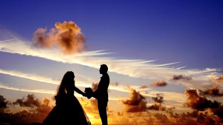 Eternal Love Against the Sunset Sky wallpaper