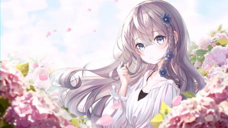 Blossoming Serenity with Anime Elegance wallpaper