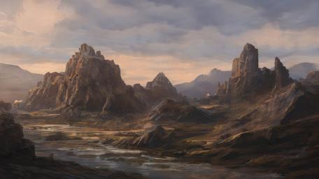 Majestic Badlands in a Digital Dreamscape wallpaper
