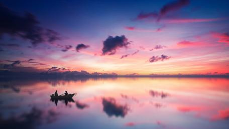 Serenity at Sunset on Silken Waters wallpaper