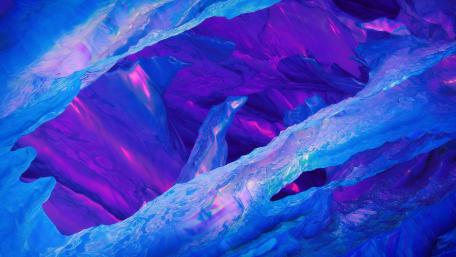 Ethereal Ice Caverns in Blue and Purple wallpaper