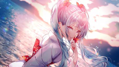 Ethereal Sunset with Hatsune Miku wallpaper