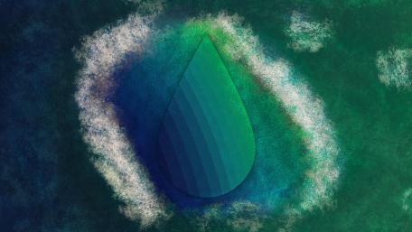 Emerald Drops Embraced by Waves wallpaper