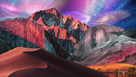 Celestial Peaks and Dunes Fusion Artwork wallpaper