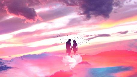Eternal Love in the Pink Sky wallpaper