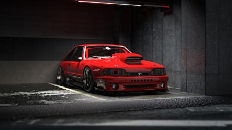 Vintage Ford Mustang in Urban Setting wallpaper