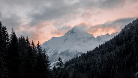 Snow-Capped Peak at Dusk Winter wallpaper