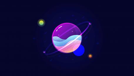 Vibrant Minimalist Planet in Space wallpaper