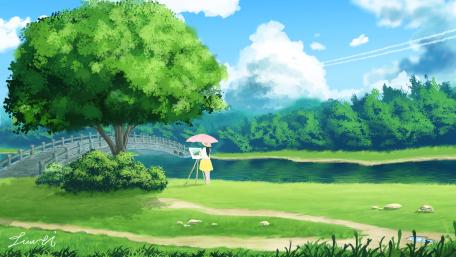 Anime girl painting wallpaper