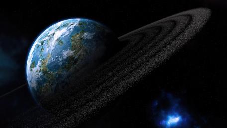 Earth with rings wallpaper