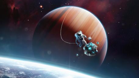 Astronaut left station wallpaper
