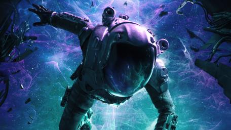Astronaut's Cosmic Ballet in the Abyss wallpaper