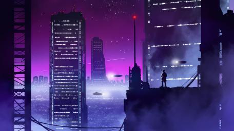 Neon Night Watcher wallpaper